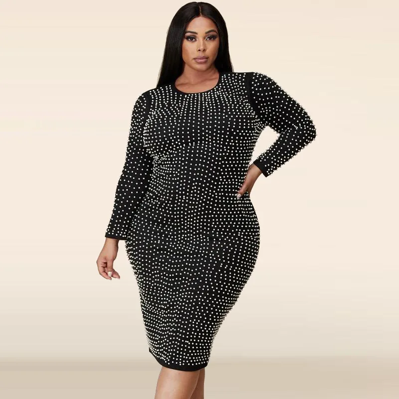 Midi Dress Fashion Beaded O Neck Long Sleeve Elegant Streetwear Leisure Mid Waist Plus Size Dress XL-5XL Wholesale Dropshipping
Midi Dress Fashion Beaded O Neck Long Sleeve Elegant Streetwear Leisure Mid Waist Plus Size Dress XL-5XL Wholesale Dropshipping