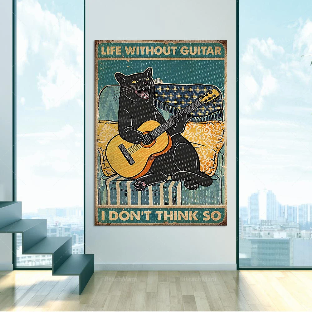 Cat poster-life without guitar I don’t think so poster, black cat poster, funny cat and guitar wall art, vintage musical instrum
Cat poster-life without guitar I don’t think so poster, black cat poster, funny cat and guitar wall art, vintage musical instrum