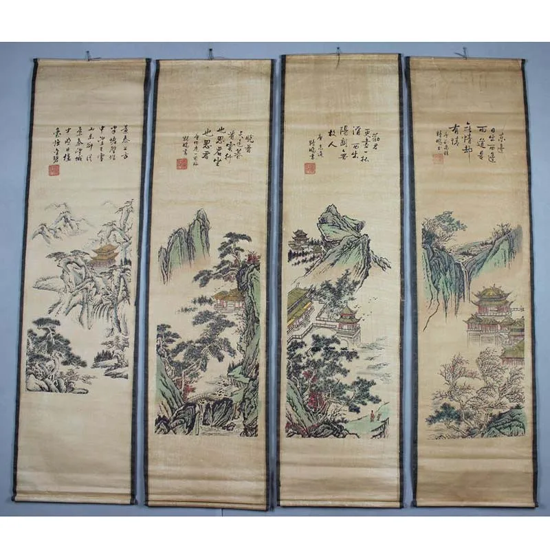 Wholesale Chinese painting landscape archaize sitting room hangs a picture four screen landscape
Wholesale Chinese painting landscape archaize sitting room hangs a picture four screen landscape