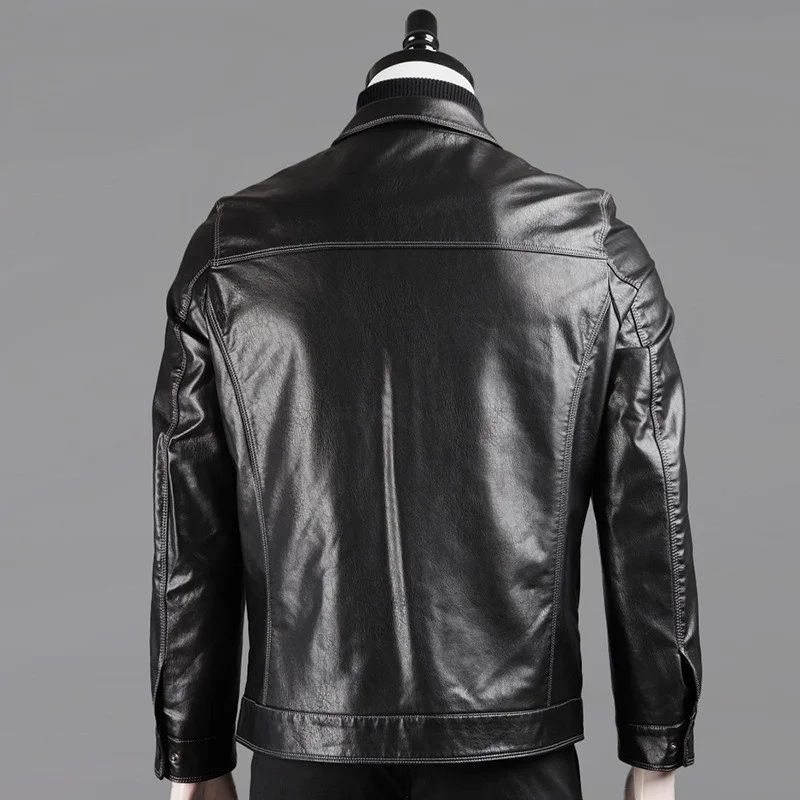 Style Punk Mens Pu Leather Jacket Single Breasted Business Casual Turn-Down Collar Cargo Short Coat Autumn Fashion Outerwear Men
Style Punk Mens Pu Leather Jacket Single Breasted Business Casual Turn-Down Collar Cargo Short Coat Autumn Fashion Outerwear Men