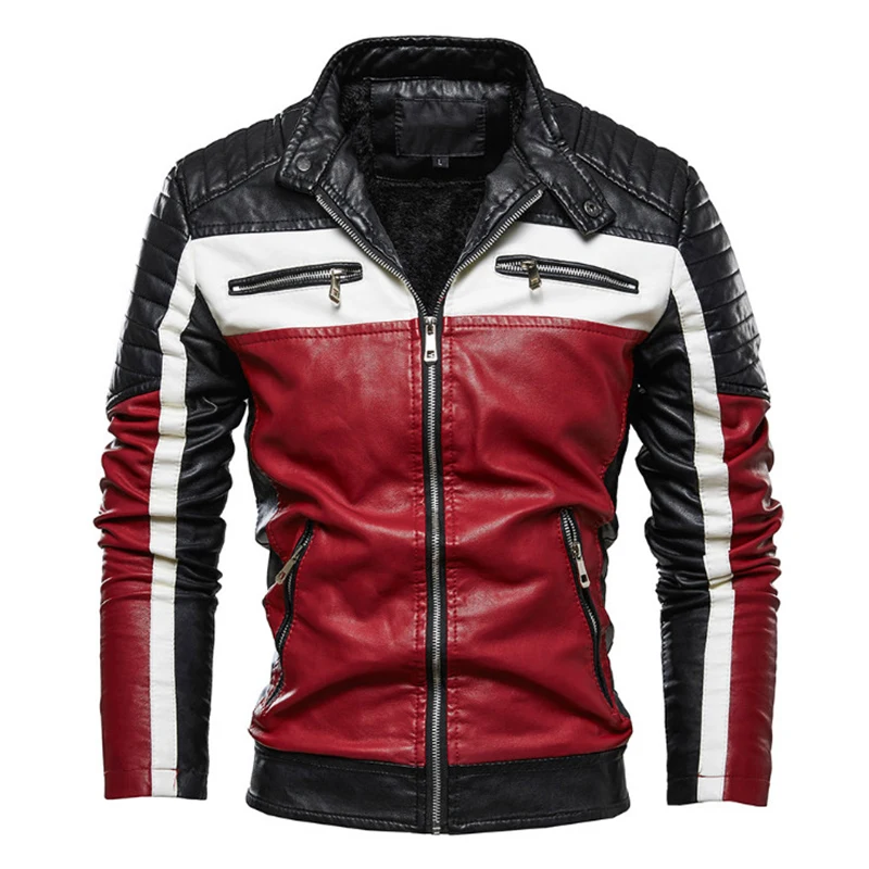 New Men Casual Motorcycle Pilot Leather Jackets Coats Fashion Colorblock Biker Jacket Men Fleece Faux Leather Coat
New Men Casual Motorcycle Pilot Leather Jackets Coats Fashion Colorblock Biker Jacket Men Fleece Faux Leather Coat