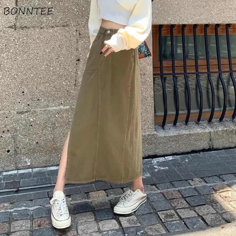 Skirts Women All-match Side-slit Pockets A-line Denim BF Fashion Vintage Casual Elegant Harajuku Femme Streetwear Simple Faldas
Skirts Women All-match Side-slit Pockets A-line Denim BF Fashion Vintage Casual Elegant Harajuku Femme Streetwear Simple Faldas