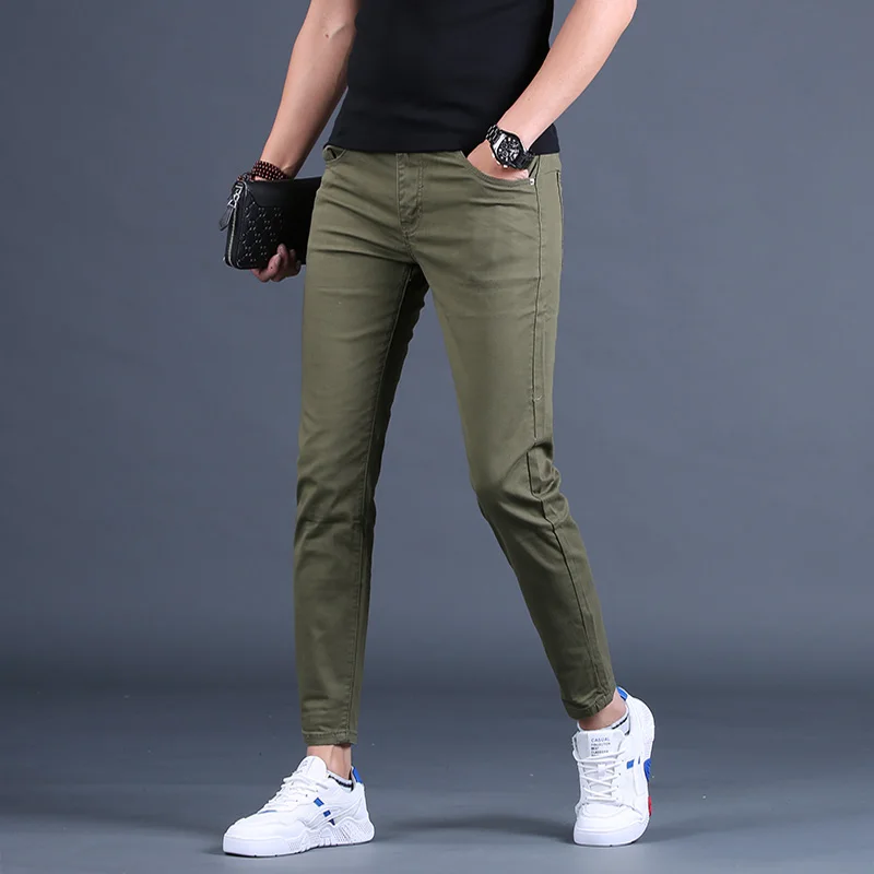 Summer Thin Slim Fit Jeans Men Stretch Ankle-Length Pants Male Casual Cotton Army Green Denim Trousers
Summer Thin Slim Fit Jeans Men Stretch Ankle-Length Pants Male Casual Cotton Army Green Denim Trousers
