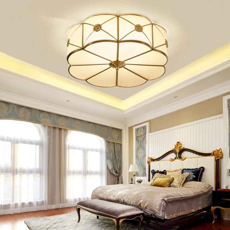 European Style Copper Glass Bedroom Lamp LED Living Room Lamp American Modern Minimalist Study Dining Room Round Ceiling Lamps
European Style Copper Glass Bedroom Lamp LED Living Room Lamp American Modern Minimalist Study Dining Room Round Ceiling Lamps