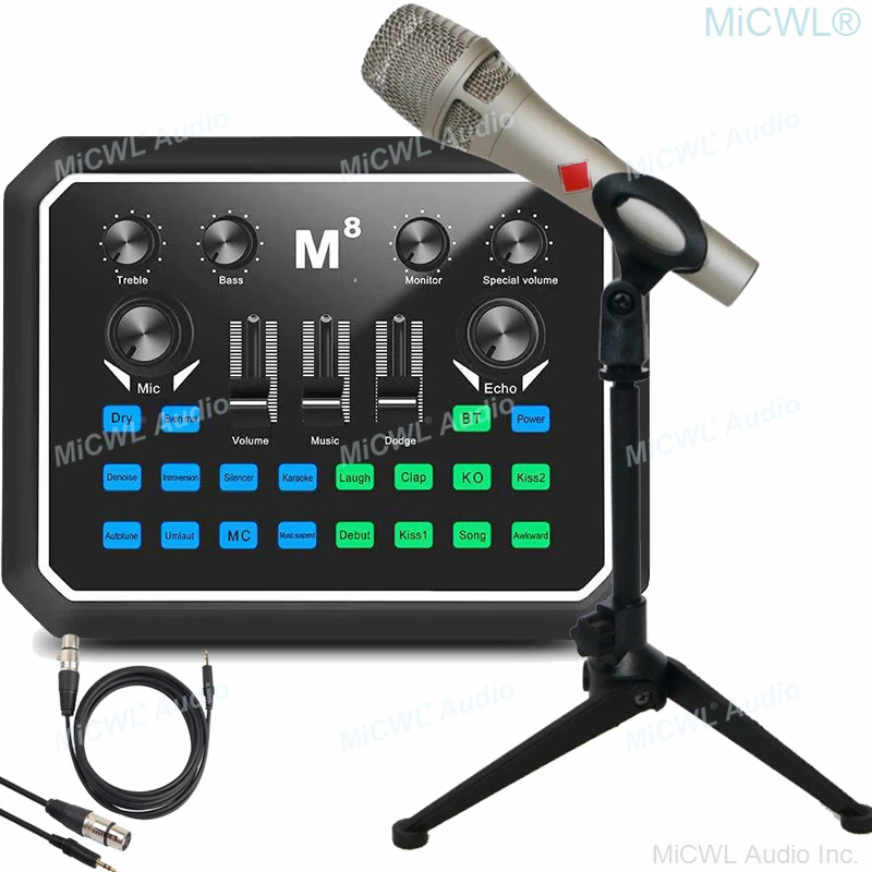 Professional M8 Digital Sound Card Live Audio Mixer With KMS 105 Condenser Microphone Microfone Set
Professional M8 Digital Sound Card Live Audio Mixer With KMS 105 Condenser Microphone Microfone Set