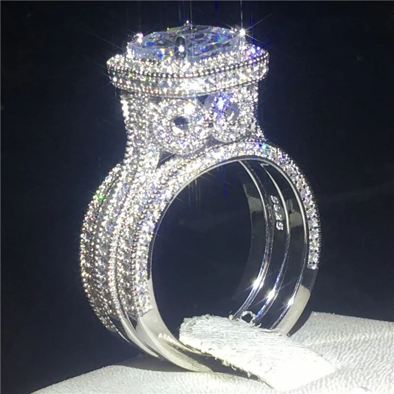 Vintage 3-in-1 Diamond cz Ring sets 925 sterling silver Jewelry Promise Engagement Wedding band Rings for Women men Party Bijou
Vintage 3-in-1 Diamond cz Ring sets 925 sterling silver Jewelry Promise Engagement Wedding band Rings for Women men Party Bijou