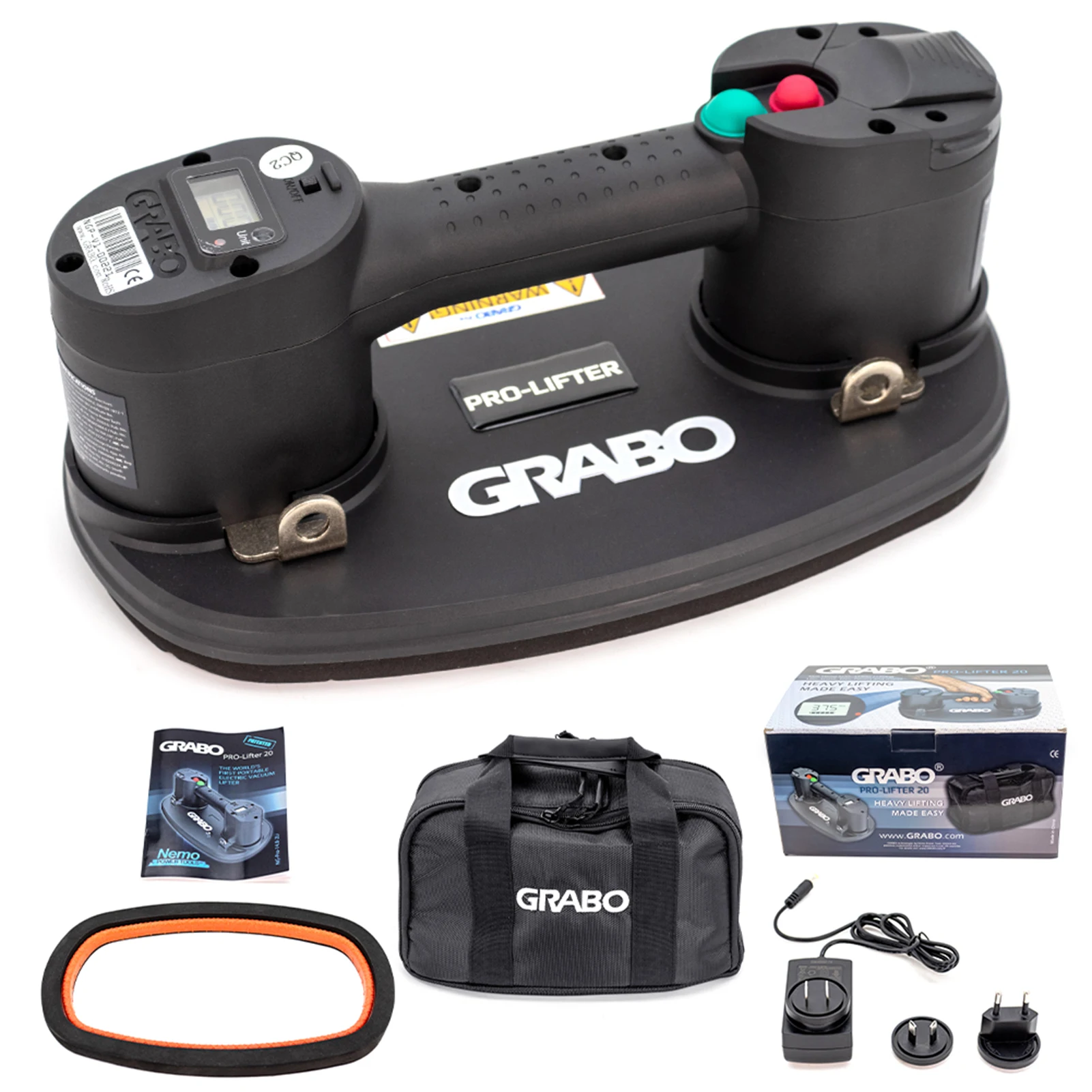 Grabo Pro Electric Vacuum Suction Cup Lifter Granit Glass Wood Dry-Wall Lifting with Automatic OFF Switch Digital Display
Grabo Pro Electric Vacuum Suction Cup Lifter Granit Glass Wood Dry-Wall Lifting with Automatic OFF Switch Digital Display