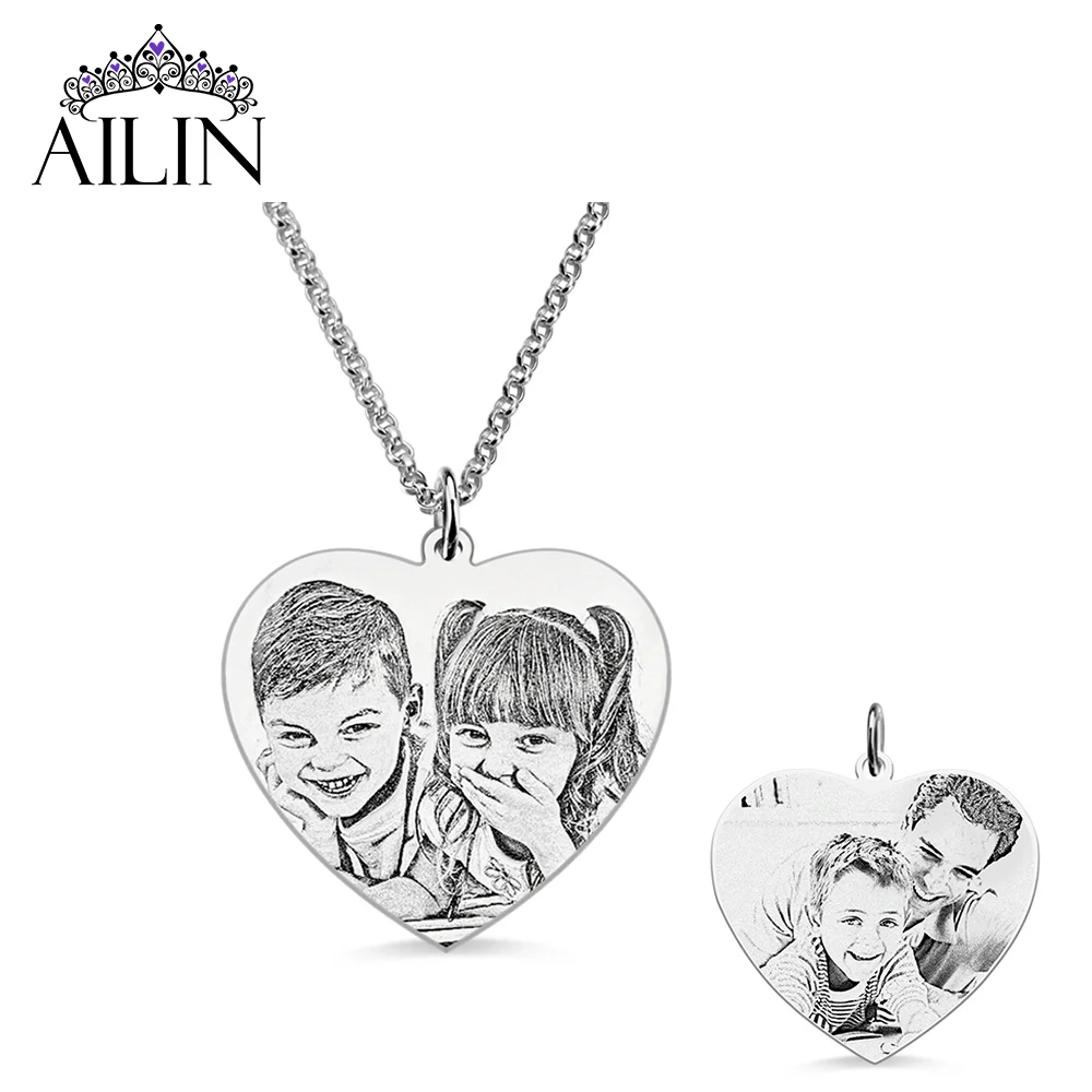 AILIN Dropshipping Personalized Stainless Steel Heart Shape Double-sided Engraved Photo Necklace Gift for Lover Valentine's Day
AILIN Dropshipping Personalized Stainless Steel Heart Shape Double-sided Engraved Photo Necklace Gift for Lover Valentine's Day