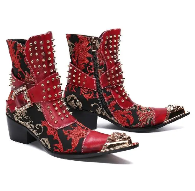 Stage Performance Men Boots British style Punk Shoes Metal Spikes Pointed Vintage Leather
Stage Performance Men Boots British style Punk Shoes Metal Spikes Pointed Vintage Leather