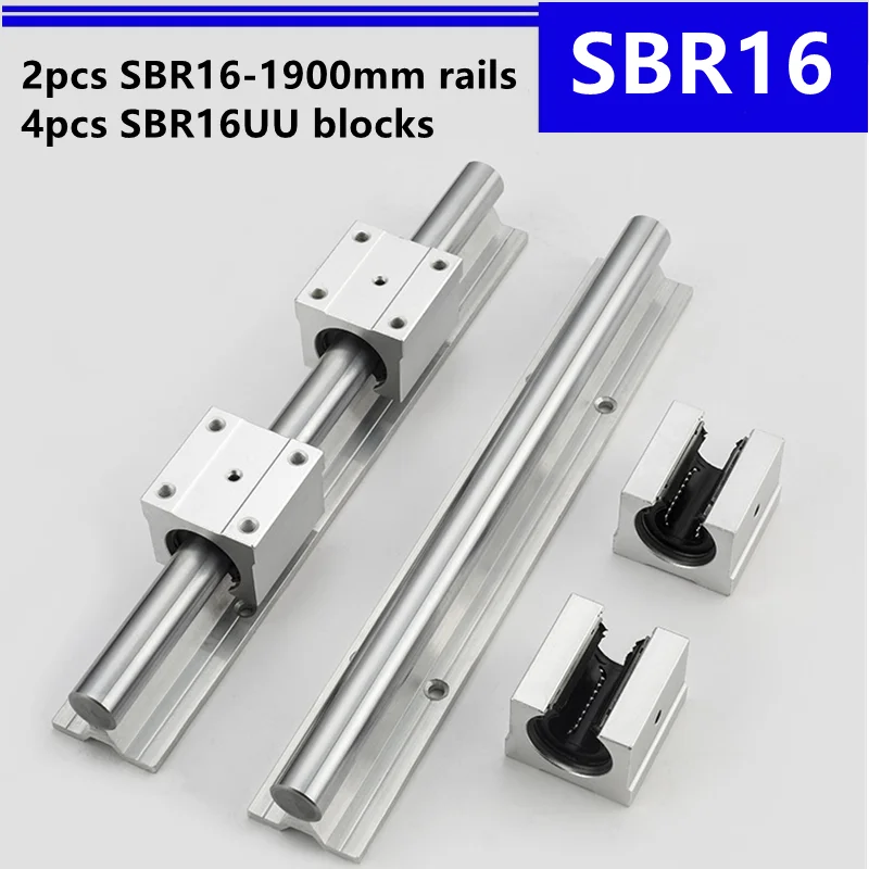 2pcs SBR16 -1900mm Linear Guide Support Rail and 4pcs SBR16UU Linear Bearing Blocks for CNC Router Parts
2pcs SBR16 -1900mm Linear Guide Support Rail and 4pcs SBR16UU Linear Bearing Blocks for CNC Router Parts