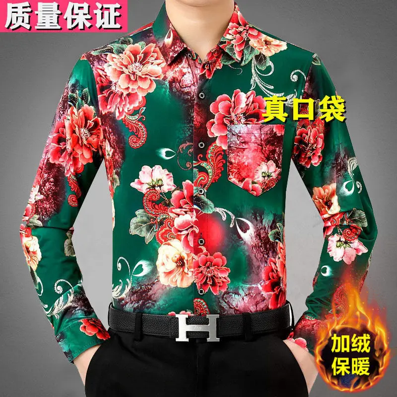 2021 Men's Winter Floral Printed Thermal Shirts Long Sleeve Thick Velvet Clothes Male Fashio Printed Warm Shirts
2021 Men's Winter Floral Printed Thermal Shirts Long Sleeve Thick Velvet Clothes Male Fashio Printed Warm Shirts