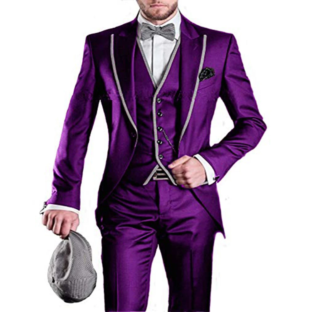 Purple 3Pcs Jacket Pants Vest Wedding Men‘s Suits Slim Fit Party Wear Clothing Tuxedo Stylish Blazer Trousers Smoking Masculino
Purple 3Pcs Jacket Pants Vest Wedding Men‘s Suits Slim Fit Party Wear Clothing Tuxedo Stylish Blazer Trousers Smoking Masculino