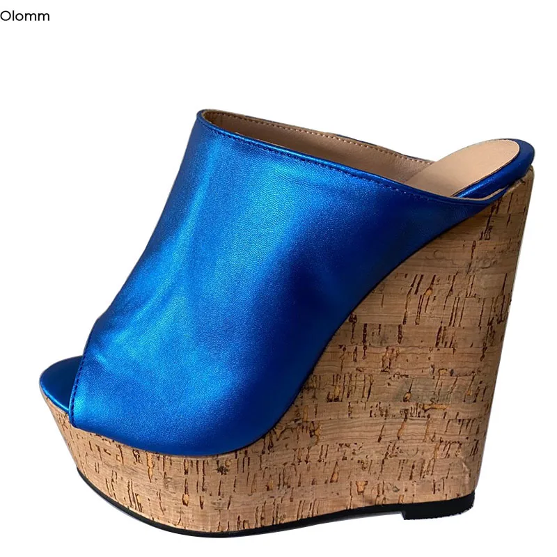 Olomm Hot Handmade Women Platform Mules Sandals Sexy Wedges High Heels Sandals Open Toe Blue Party Shoes Women US Plus Size 5-20
Olomm Hot Handmade Women Platform Mules Sandals Sexy Wedges High Heels Sandals Open Toe Blue Party Shoes Women US Plus Size 5-20