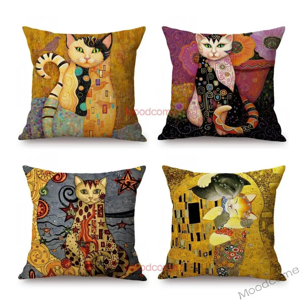 Klimt Art Style Cute Cartoon Cat Kitty Home Decoration Oil Painting Sofa Throw Pillow Case Cotton Linen Car Pillow Cushion Cover
Klimt Art Style Cute Cartoon Cat Kitty Home Decoration Oil Painting Sofa Throw Pillow Case Cotton Linen Car Pillow Cushion Cover