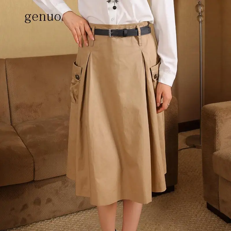 Autumn Winter Fashion Commuter Women Skirt Stitching Pocket Solid Color Professional Formal Female A-line Skirt
Autumn Winter Fashion Commuter Women Skirt Stitching Pocket Solid Color Professional Formal Female A-line Skirt