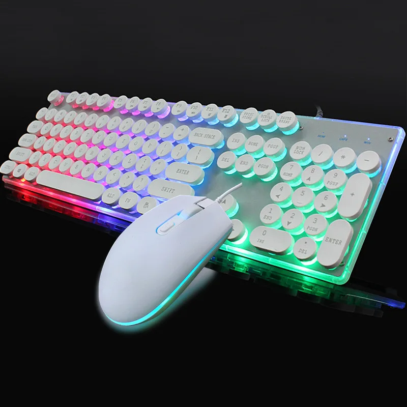 Wired Gaming Keyboard and Mouse Set Mechanical Feeling Keyboard with Rainbow Backlit and Punk Round Caps PC Accessories
Wired Gaming Keyboard and Mouse Set Mechanical Feeling Keyboard with Rainbow Backlit and Punk Round Caps PC Accessories