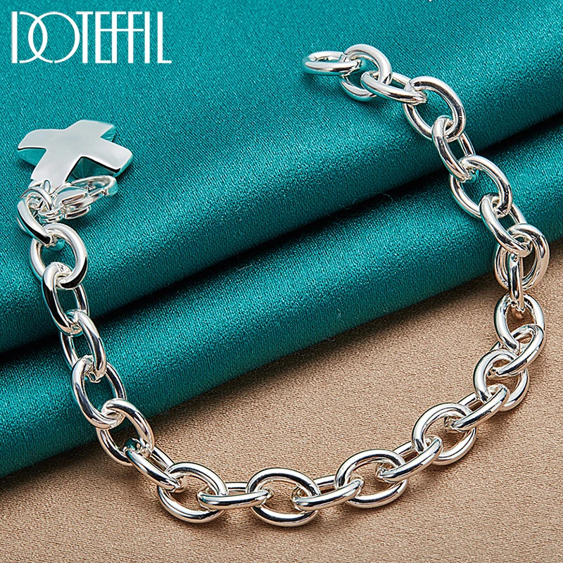 DOTEFFIL 925 Sterling Silver Solid Cross Pendant Bracelet For Woman Man Charm Wedding Engagement Party Fashion Jewelry
DOTEFFIL 925 Sterling Silver Solid Cross Pendant Bracelet For Woman Man Charm Wedding Engagement Party Fashion Jewelry