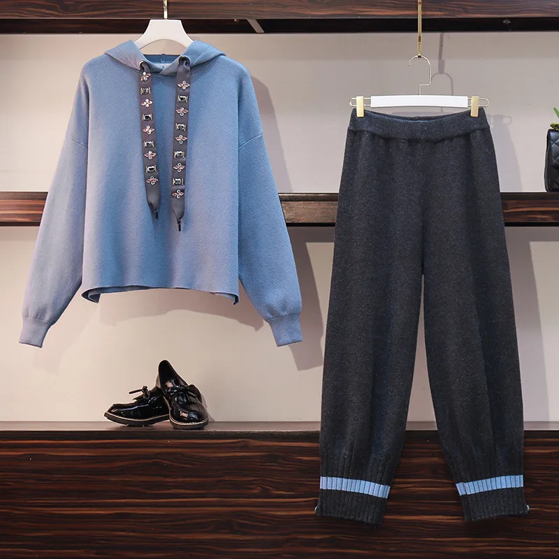 Knitted Sweater 2 Piece Set Women Outfits Long Sleeve Hoodies Tops and Wide Leg Pant Suits Tracksuit Knit Casual Female Clothing
Knitted Sweater 2 Piece Set Women Outfits Long Sleeve Hoodies Tops and Wide Leg Pant Suits Tracksuit Knit Casual Female Clothing