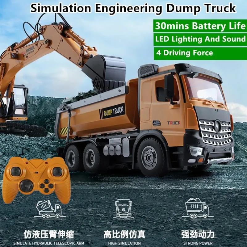 High Simulation Ratio RC Soil Dump Truck 1:14 2.4G 30mins Endurance Imitation Hydraulic Telescopic Boom Free Lift Truck Model
High Simulation Ratio RC Soil Dump Truck 1:14 2.4G 30mins Endurance Imitation Hydraulic Telescopic Boom Free Lift Truck Model