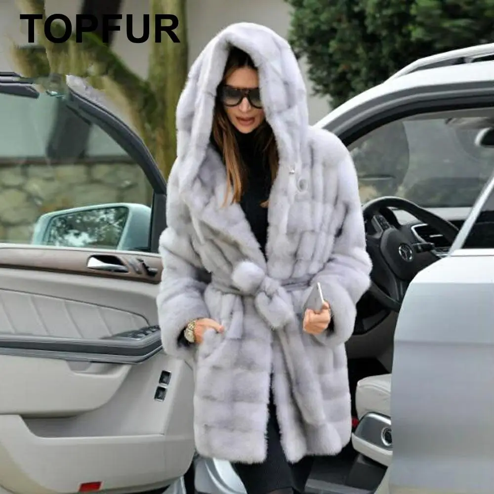 TOPFUR Winter Customized Real Fur Coat Women Natural Mink Fur Medium Coats With Belt Thick Full Sleeves Coats With Fur Hood
TOPFUR Winter Customized Real Fur Coat Women Natural Mink Fur Medium Coats With Belt Thick Full Sleeves Coats With Fur Hood