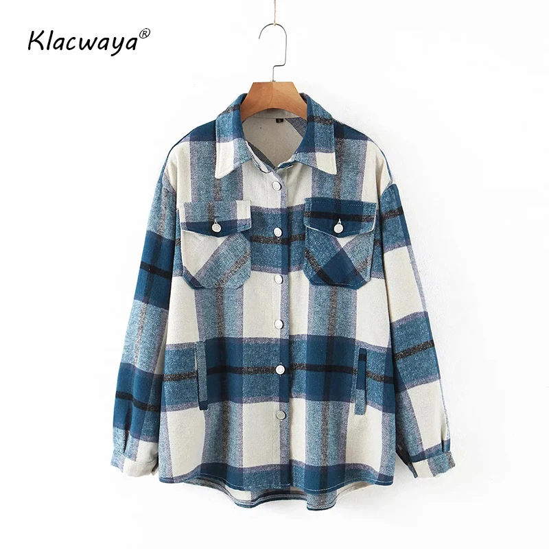 Women 2020 Vintage Stylish Oversized Plaid Jacket Coat Overshirts Lapel Collar Long Sleeve Loose Female Outerwear Chic Tops
Women 2020 Vintage Stylish Oversized Plaid Jacket Coat Overshirts Lapel Collar Long Sleeve Loose Female Outerwear Chic Tops