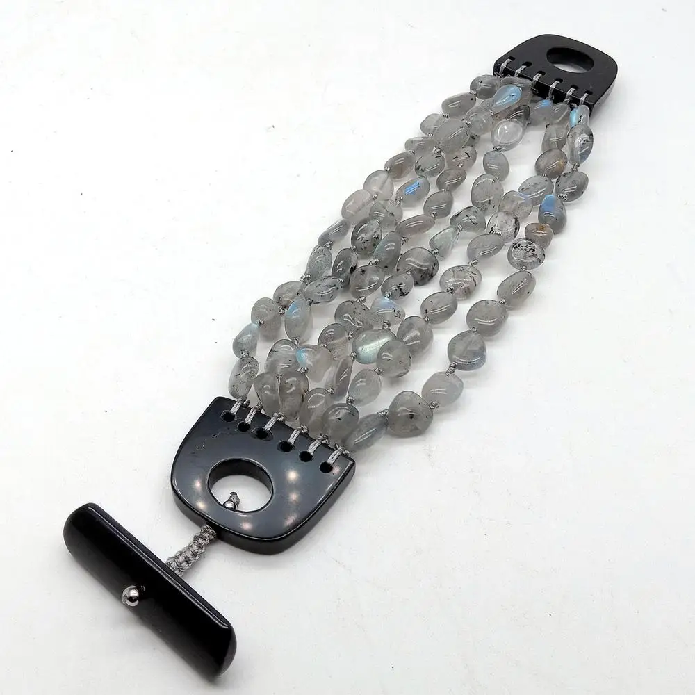 YYGEM 8 Strands Natural Labradorite Freeform Bracelet Semi Prescious Stone Onyx Clasp 9"
YYGEM 8 Strands Natural Labradorite Freeform Bracelet Semi Prescious Stone Onyx Clasp 9"