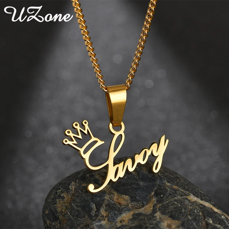UZone Crown Heart Personalized Name Necklace Stainless Steel Custom Nameplate Necklaces for Women Engagement Wedding Wholesale
UZone Crown Heart Personalized Name Necklace Stainless Steel Custom Nameplate Necklaces for Women Engagement Wedding Wholesale