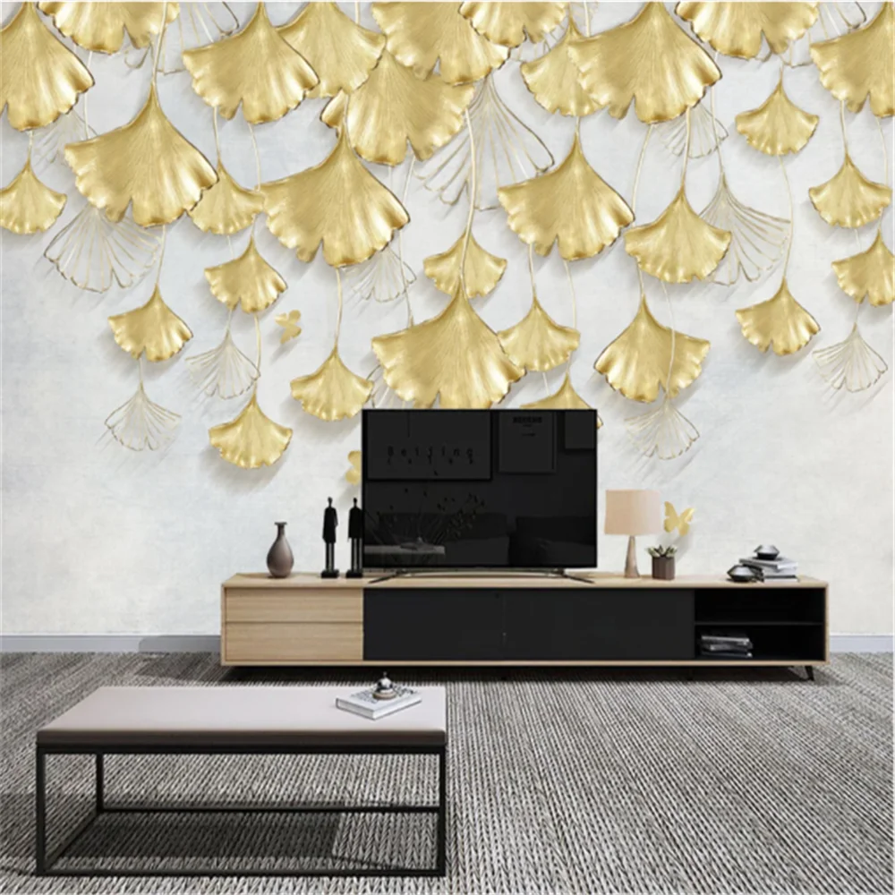 Custom Mural Wallpaper Modern Minimalism Golden Three-Dimensional Ginkgo Leaf Sofa TV Background Wall Painting
Custom Mural Wallpaper Modern Minimalism Golden Three-Dimensional Ginkgo Leaf Sofa TV Background Wall Painting