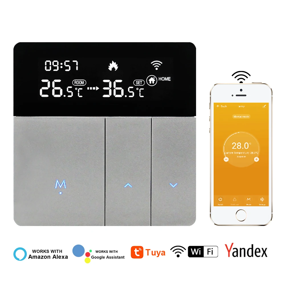 Tuya WiFi Smart Thermostat Remote Electric Floor Heating Water/Gas Boiler Temperature Controller for Google Home Alexa Yandex
Tuya WiFi Smart Thermostat Remote Electric Floor Heating Water/Gas Boiler Temperature Controller for Google Home Alexa Yandex