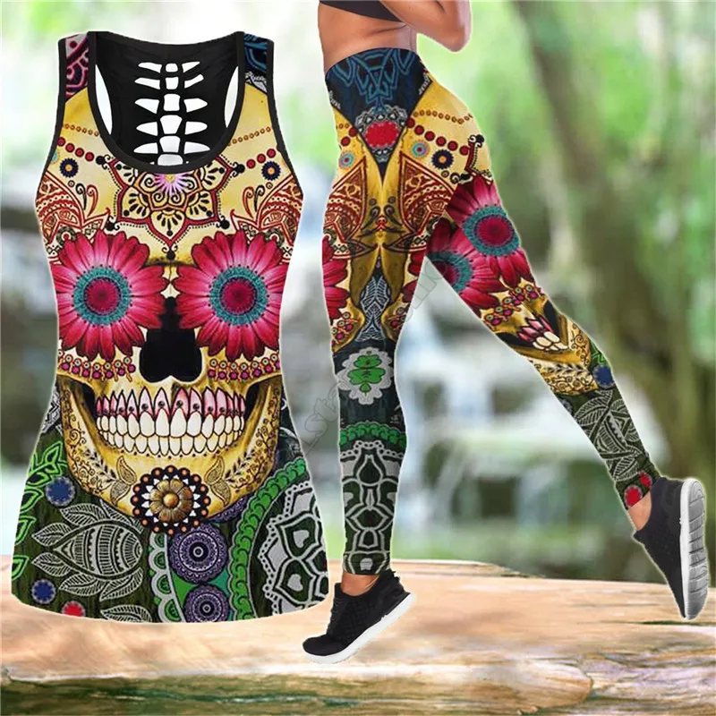 Candy Skull Combo Outfit Leggings and Hollow out Tank Top Suit Sexy Yoga Fitness Soft Legging Summer Women For Girl
Candy Skull Combo Outfit Leggings and Hollow out Tank Top Suit Sexy Yoga Fitness Soft Legging Summer Women For Girl