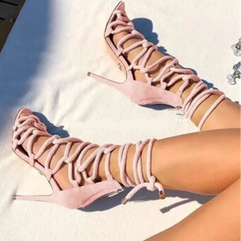 Sexy Rope Strap Cross High Heel Sandals Cut-out Braided Gladiator Dress Shoes Gold Pink High Heel Strappy Sandals Big Size 43
Sexy Rope Strap Cross High Heel Sandals Cut-out Braided Gladiator Dress Shoes Gold Pink High Heel Strappy Sandals Big Size 43