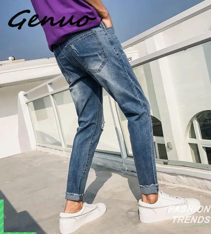 Genuo 2020 Spring and Sunmmer New Hole Men Jeans Casual Style Slim -fit Jeans Stretch Nine Pants Youth Trend Pants Jeans Men
Genuo 2020 Spring and Sunmmer New Hole Men Jeans Casual Style Slim -fit Jeans Stretch Nine Pants Youth Trend Pants Jeans Men