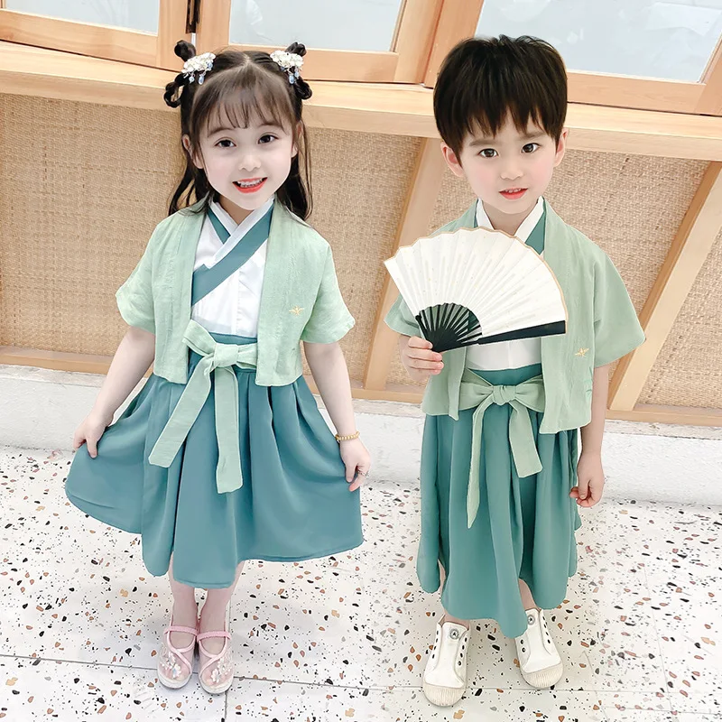 2021 2-14Y Chinese Traditional Embroidery Clothes For Kids Boys Girls Hanfu Dress Confucius 2 Pieces Mint Green Summer
2021 2-14Y Chinese Traditional Embroidery Clothes For Kids Boys Girls Hanfu Dress Confucius 2 Pieces Mint Green Summer