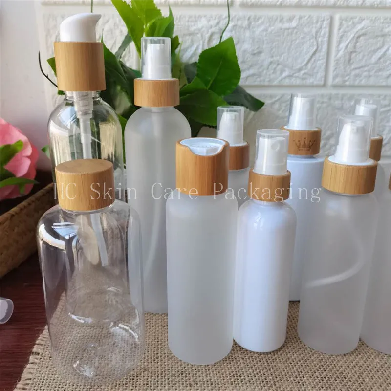 Empty cosmetic containers packaging frosted /white/clear plastic bottles and cream jars bamboo cap spray lotion pump bottle
Empty cosmetic containers packaging frosted /white/clear plastic bottles and cream jars bamboo cap spray lotion pump bottle