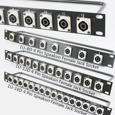 Rack Patch Panel 8 12 16 Way SpeakOn Chassis Connnector 1U Flight Case Mount Professional Loudspeaker Audio Cable 4Pin Male