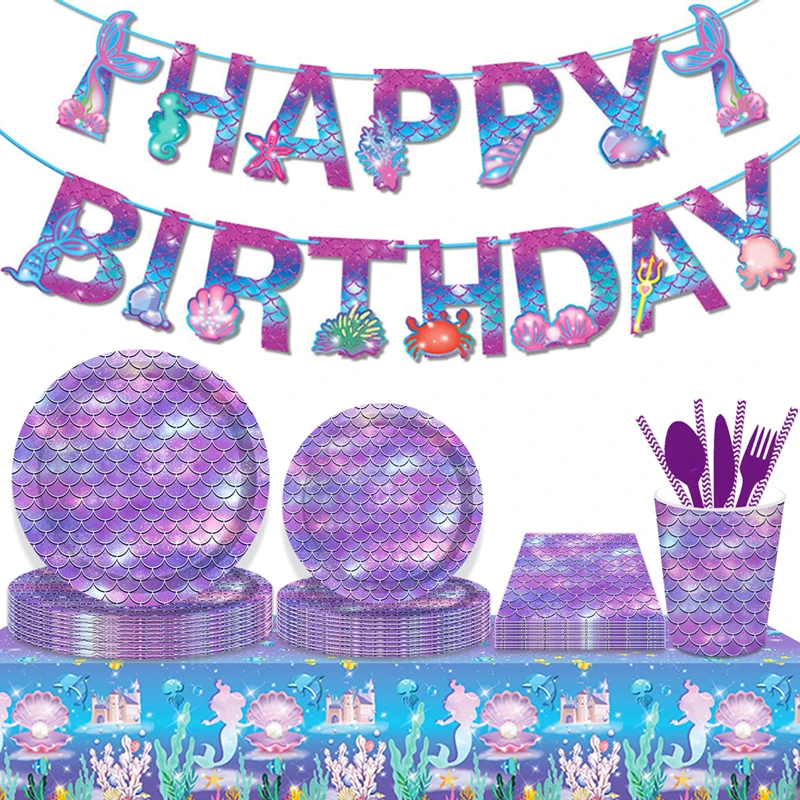 Mermaid Disposable Tableware Girls Birthday Under The Sea Mermaid Baby Shower Decor Little Mermaid 1st Birthday Party Decoration
Mermaid Disposable Tableware Girls Birthday Under The Sea Mermaid Baby Shower Decor Little Mermaid 1st Birthday Party Decoration