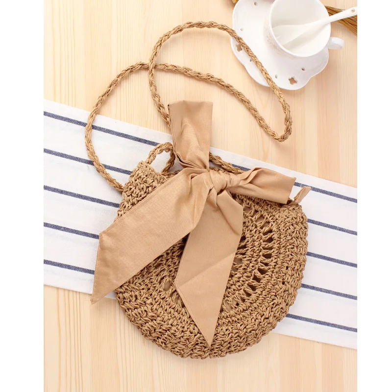 26x23CM Cute Bow Crossbody Woven Bag Handmade Crocheted Round Shape Straw Bag Women Beach Bag a7218
26x23CM Cute Bow Crossbody Woven Bag Handmade Crocheted Round Shape Straw Bag Women Beach Bag a7218