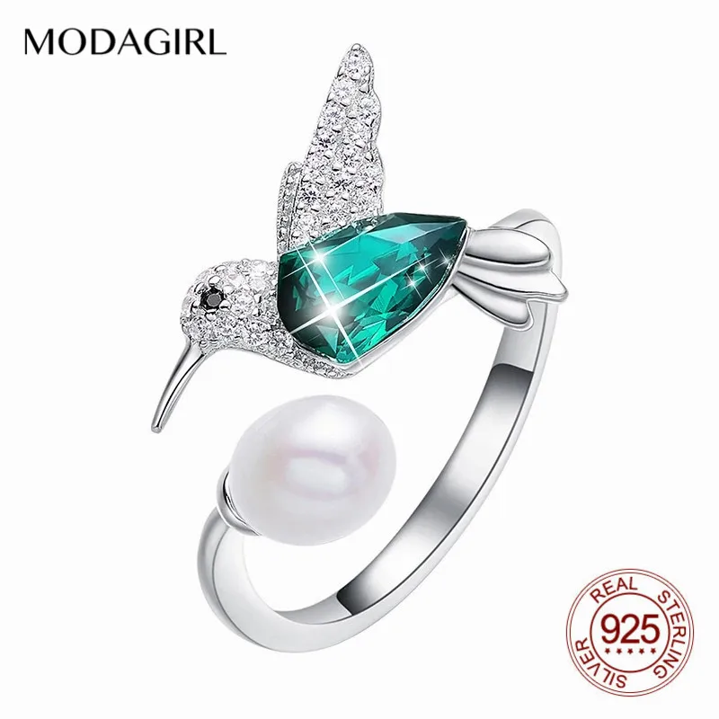 MODAGIRL Green Crystal Hummingbird Ring with Freshwater Pearl 925 Sterling Silver Cute Jewelry Adjustable Fashion Gift for Women
MODAGIRL Green Crystal Hummingbird Ring with Freshwater Pearl 925 Sterling Silver Cute Jewelry Adjustable Fashion Gift for Women