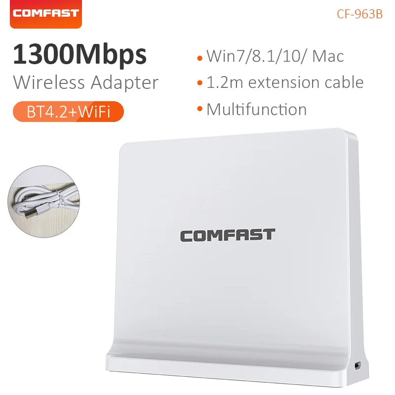 COMFAST White Wifi Adapter USB2.0 1300Mbps RTL8822BU Wireless AC USB Adapter Network Card Dual Band for PC Desktop Laptop
COMFAST White Wifi Adapter USB2.0 1300Mbps RTL8822BU Wireless AC USB Adapter Network Card Dual Band for PC Desktop Laptop