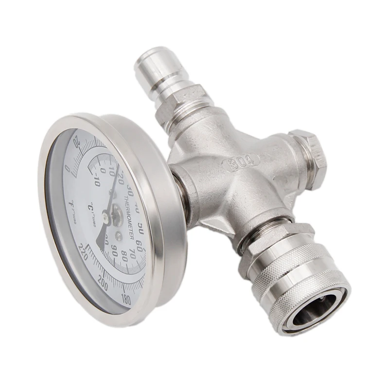 In-line Thermometer with Stainless Quick Disconnect Bi-metal thermometer 1/2"NPT Thread
In-line Thermometer with Stainless Quick Disconnect Bi-metal thermometer 1/2"NPT Thread