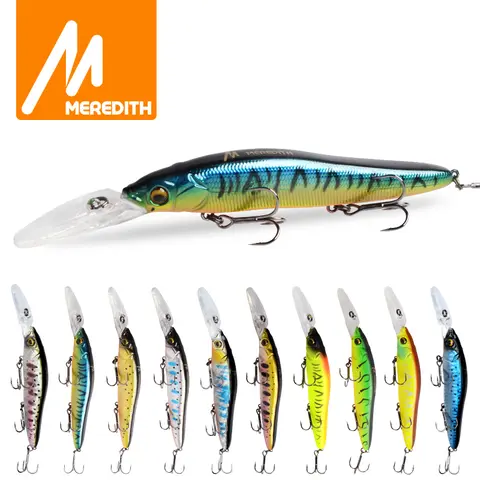 MEREDITH-Señuelos de pesca Wobbler de pececillo, hundimiento lento o flavo, 110mm, cebo duro Artificial, profundidad de 0-3m, aparejos de cebo para Lucio