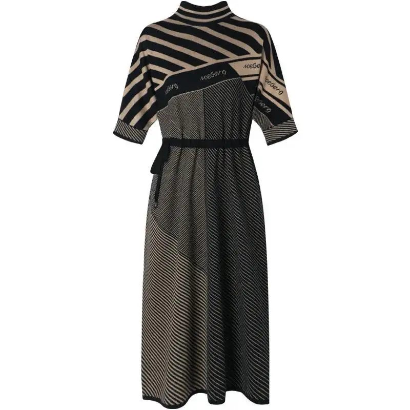 Fashion Elegant Knitted Dress Women Autumn Winter Dresses 2022 New Spring Retro Striped Mid-Length Pullover Tops Loose Vestidos
Fashion Elegant Knitted Dress Women Autumn Winter Dresses 2022 New Spring Retro Striped Mid-Length Pullover Tops Loose Vestidos