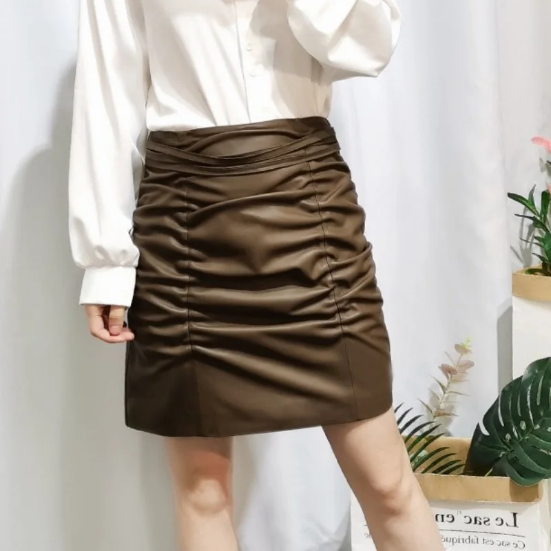 Fashion New Women Pleated Sheepskin Genuine Leather Skirt High Waist Office Ladies Sexy Mini Wrap Skirts Slim Fit Bodycon Skirt
Fashion New Women Pleated Sheepskin Genuine Leather Skirt High Waist Office Ladies Sexy Mini Wrap Skirts Slim Fit Bodycon Skirt
