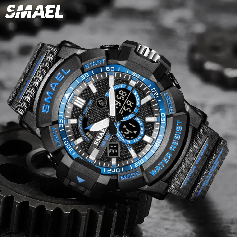 SMAEL Sport Quartz Watch for Men Chronograph Waterproof LED Display Digital Watches Auto Date Dual Time Electronic Wristwatch
SMAEL Sport Quartz Watch for Men Chronograph Waterproof LED Display Digital Watches Auto Date Dual Time Electronic Wristwatch