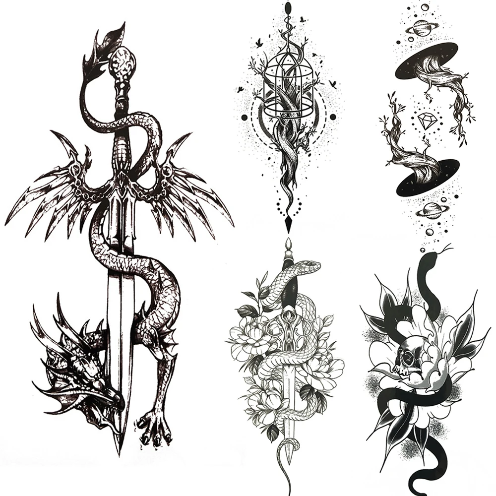 Black Dragon King Temporary Tattoo For Men Women Tree Snake Flower Tattoos Waterproof Unique Sword Flash Fake Tatoos Armbands
Black Dragon King Temporary Tattoo For Men Women Tree Snake Flower Tattoos Waterproof Unique Sword Flash Fake Tatoos Armbands