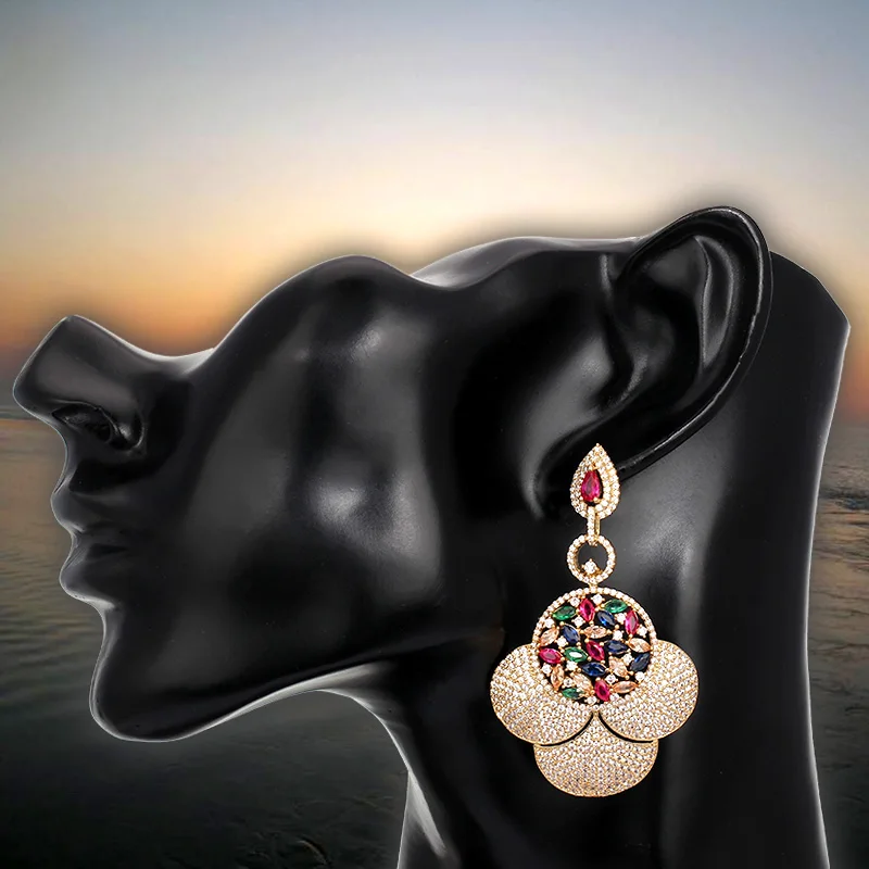 Bride Talk Elegant Women Earrings Cubic Zirconia Colorful Stone Shiny Crystal Indian Bridal Jewelry For Wedding Engagement Party
Bride Talk Elegant Women Earrings Cubic Zirconia Colorful Stone Shiny Crystal Indian Bridal Jewelry For Wedding Engagement Party