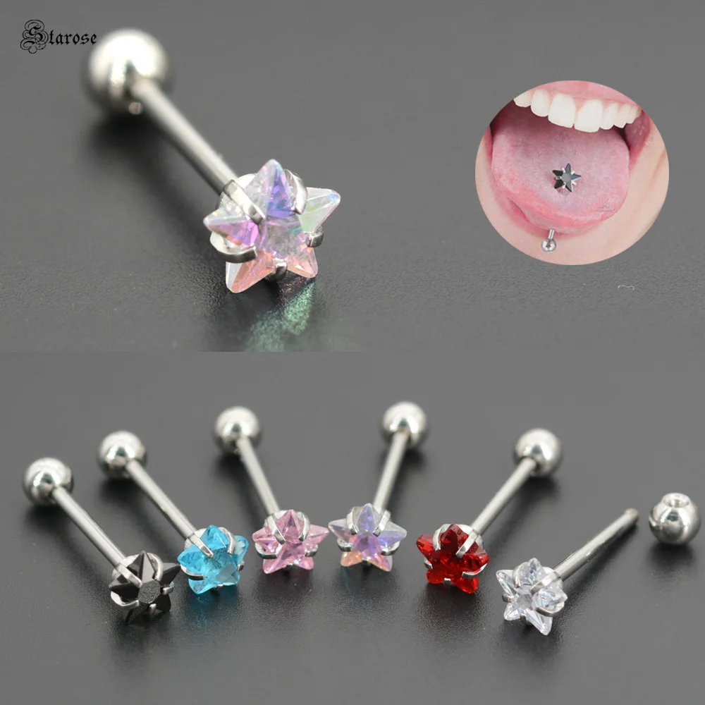 Starose 1Pc 1.5x16mm Rod Bright 7mm Crystal Star Tongue Piercing Jewelry Surgical Steel Tongue Bar Tongue Rings Barbell Ball End
Starose 1Pc 1.5x16mm Rod Bright 7mm Crystal Star Tongue Piercing Jewelry Surgical Steel Tongue Bar Tongue Rings Barbell Ball End