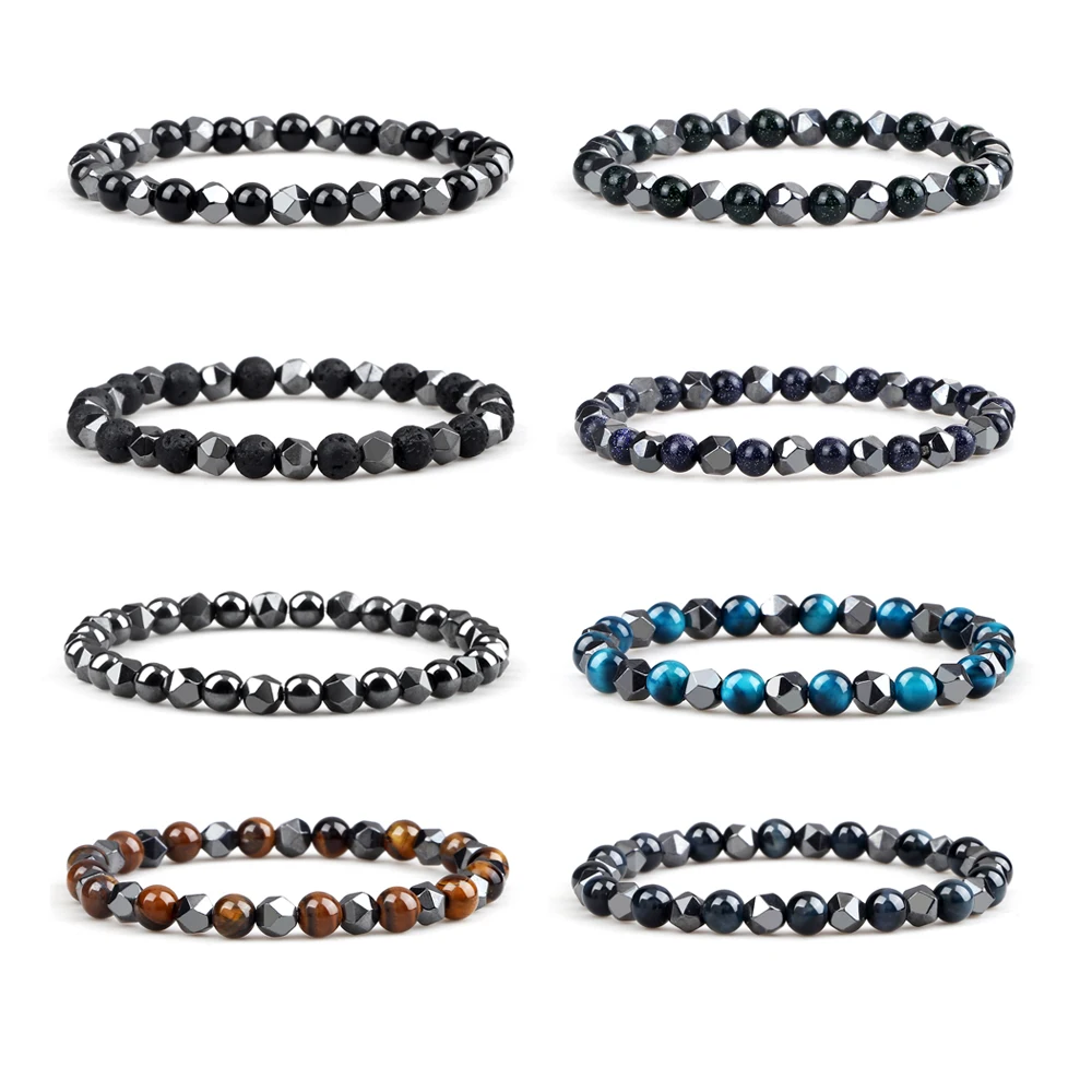 8 Style 6MM Irregular Hematite Stone Bracelet High Quality Blue Tiger Eye Lava Spacer Elastic Rope Bangles Jewelry Pulsera Gift
8 Style 6MM Irregular Hematite Stone Bracelet High Quality Blue Tiger Eye Lava Spacer Elastic Rope Bangles Jewelry Pulsera Gift