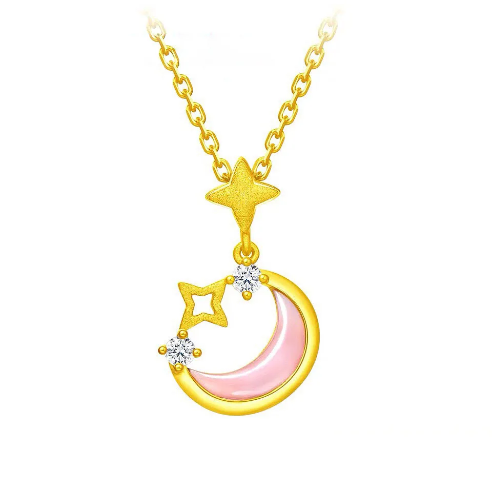 MADALENA SARARA 18K Gold Star Surround Moon Slide Pendant Women Necklace Diamond Lady Chain Necklace Au 750 Pink Shell
MADALENA SARARA 18K Gold Star Surround Moon Slide Pendant Women Necklace Diamond Lady Chain Necklace Au 750 Pink Shell