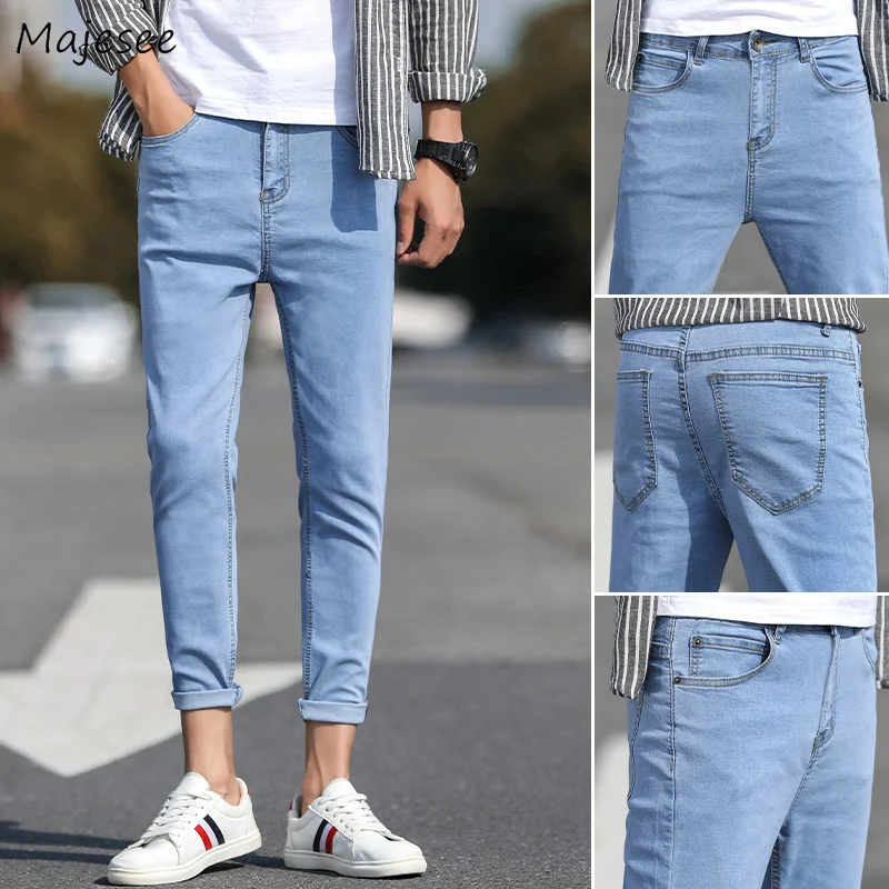 Men Ankle-length Pencil Jeans Simple Denim Trendy Cool Males Cowboy Trousers Slim Teenager All-match Korean Spring Street wear
Men Ankle-length Pencil Jeans Simple Denim Trendy Cool Males Cowboy Trousers Slim Teenager All-match Korean Spring Street wear